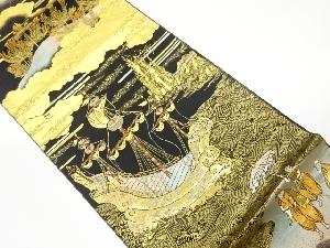 純金手織二重箔舟に南蛮人模様織出し袋帯